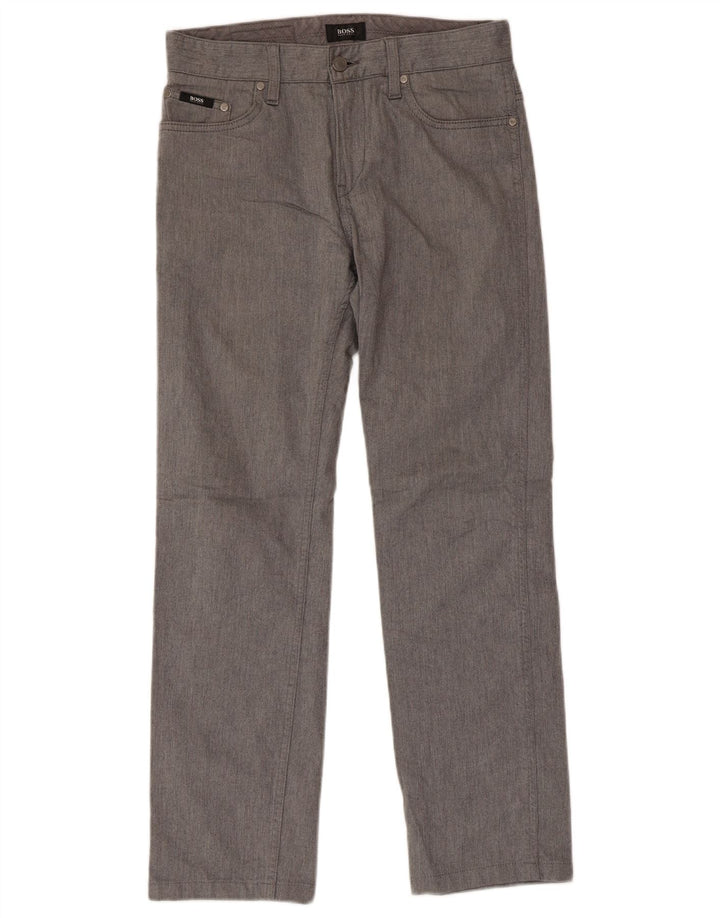Pantaloni casual dritti da uomo HUGO BOSS W30 L28 cotone grigio