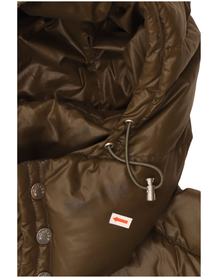 Moncler Giacca imbottita con cappuccio grafica da uomo taglia 5 2XL poliammide kaki