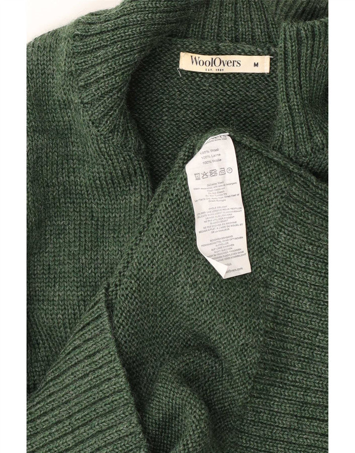 Maglione da uomo con zip e collo WoolOvers in lana verde medio