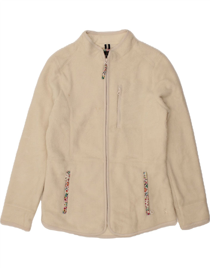 JOULES Womens Fleece Jacket UK 10 Small Off White Polyester Vintage Joules and Second-Hand Joules from Messina Hembry 