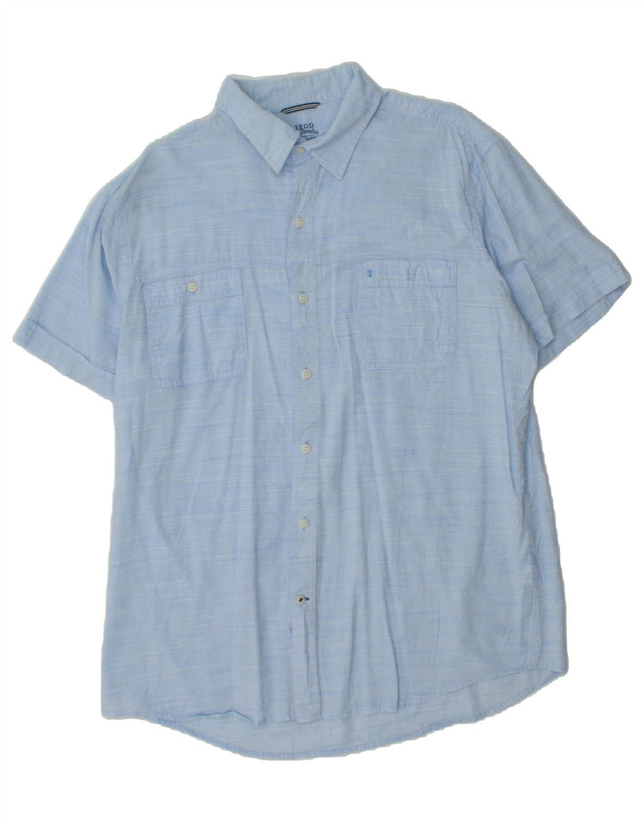 IZOD Mens Relaxed Classics Short Sleeve Shirt Large Blue Pinstripe Cotton Vintage Izod and Second-Hand Izod from Messina Hembry 