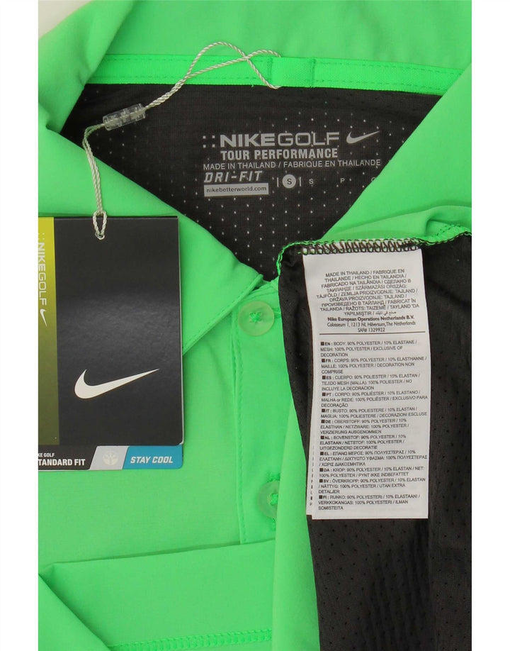 Polo Nike da uomo Dri Fit piccola in poliestere color block verde