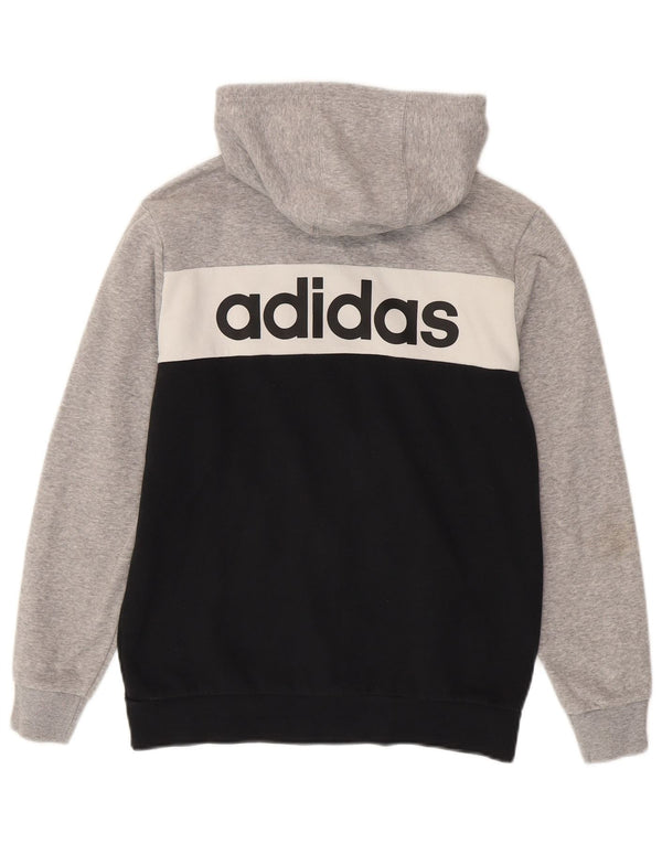 Felpa con cappuccio e zip grafica Adidas da ragazzo 13-14 anni in cotone color block grigio