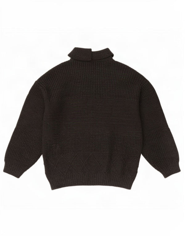 Maglione vintage da uomo con collo alto in lana grigio medio