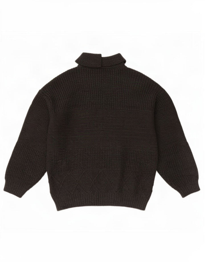 Maglione vintage da uomo con collo alto in lana grigio medio