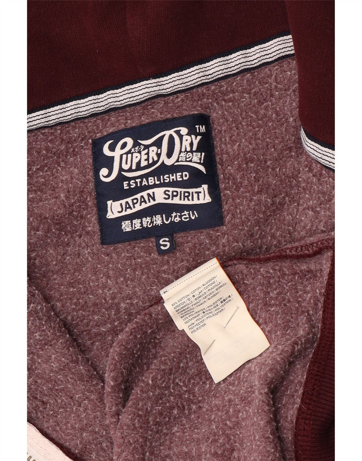 Maglione con cappuccio e zip grafica da uomo Superdry piccolo in cotone marrone