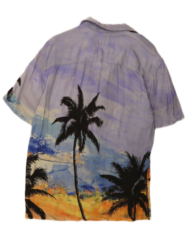 Camicia a maniche corte da uomo Pull & Bear XS viola tie dye viscosa hawaiana