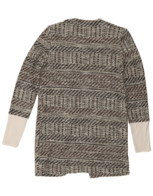 Desigual Womens Open Cardigan Sweater UK 10 Small Grey Striped Cotton
