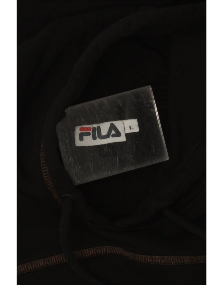 Felpa con cappuccio Fila da uomo grande in cotone nero