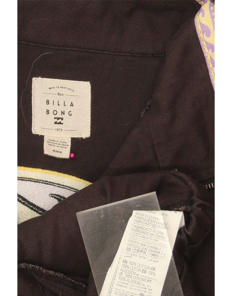 BILLABONG Womens Oversized Graphic Anorak Jacket UK 14 Medium Brown Cotton Vintage Billabong and Second-Hand Billabong from Messina Hembry 