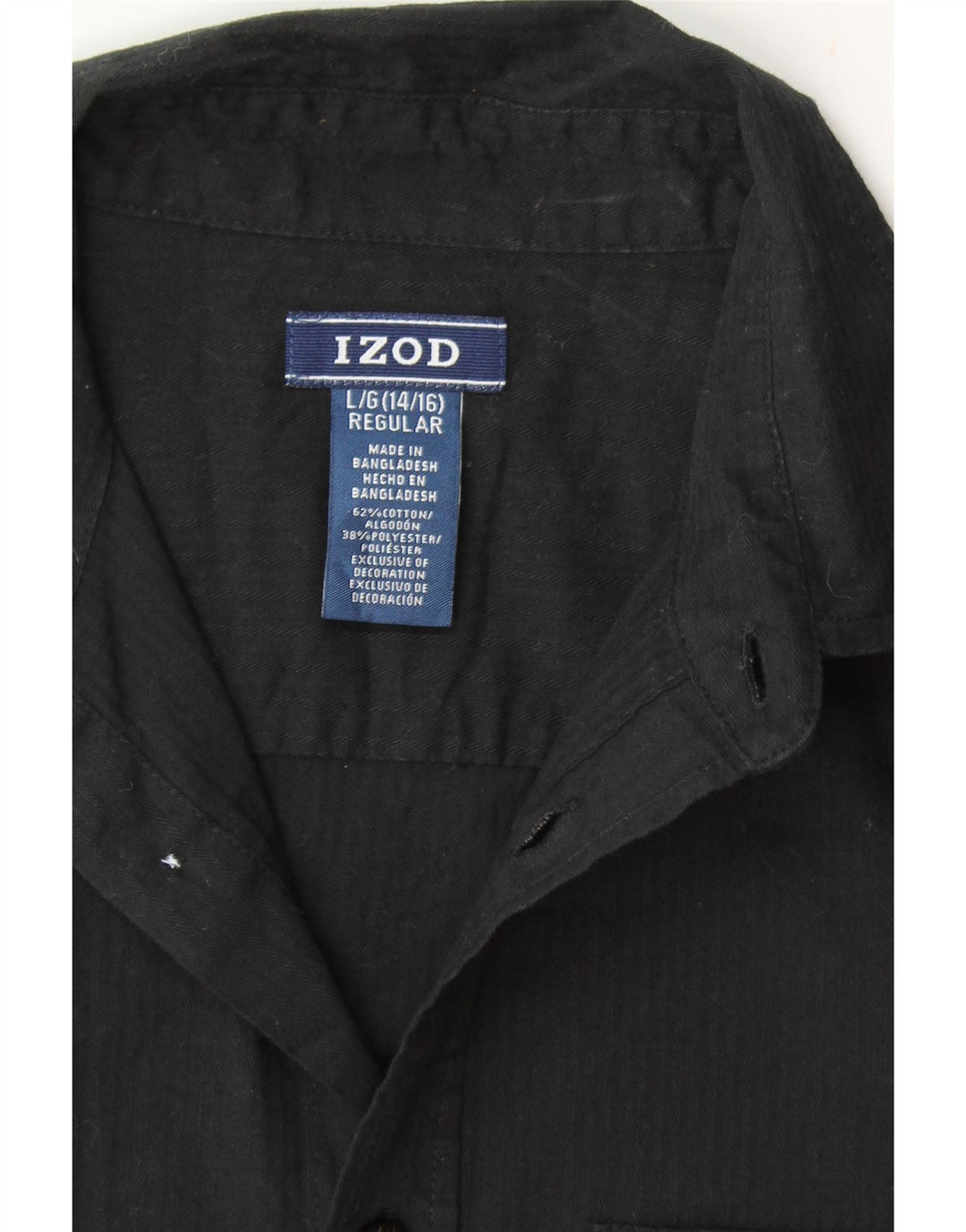 IZOD Boys Regular Shirt 14-15 Years Large Black Striped Cotton Vintage Izod and Second-Hand Izod from Messina Hembry 