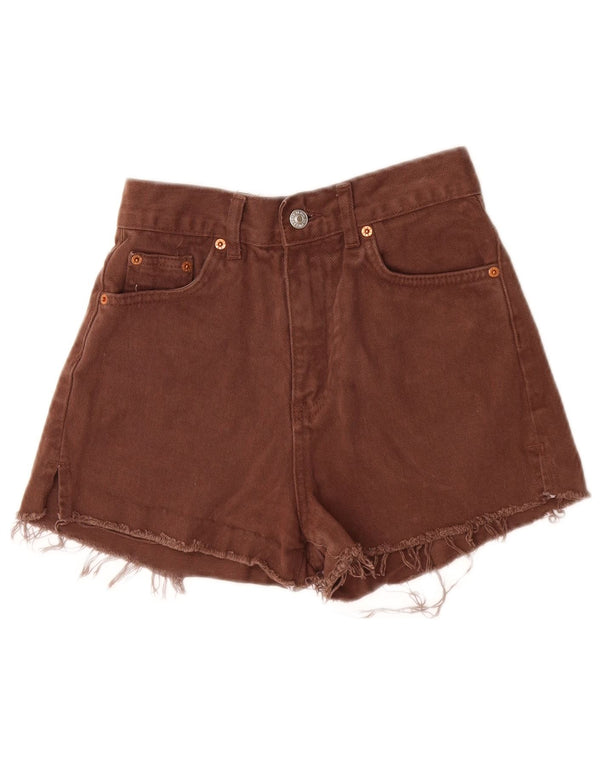 Pantaloncini di jeans a vita alta a gamba larga da donna Pull & Bear EU 32 2XS W22 Marrone