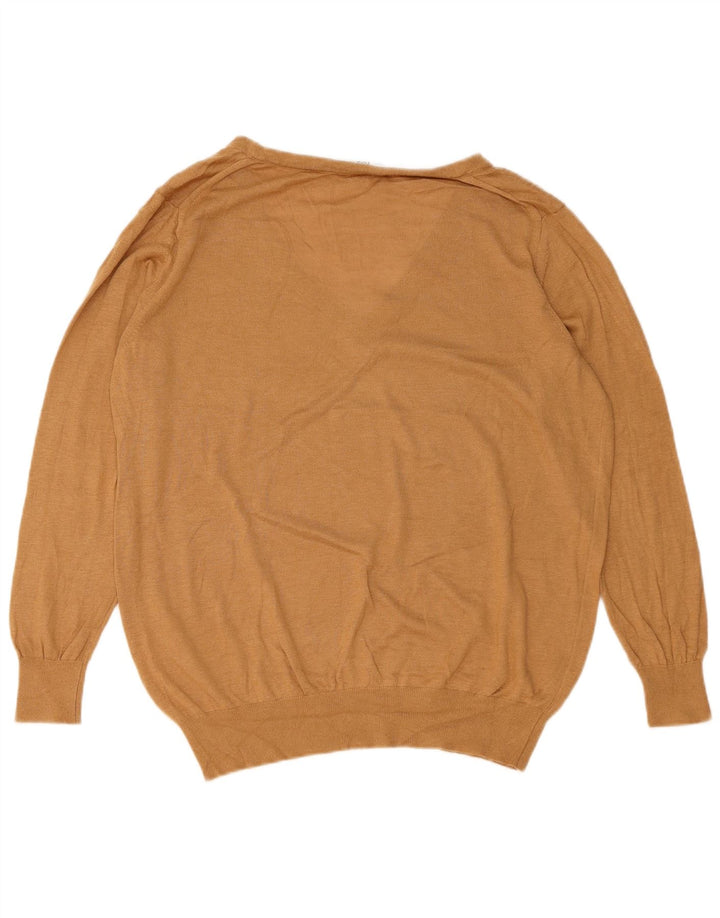 Maglione oversize con scollo a V da donna Zara UK 14 Marrone medio