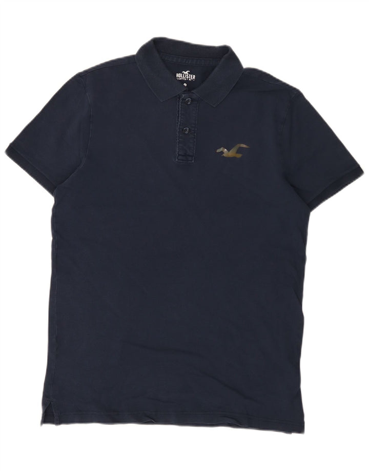 Polo Hollister da uomo in cotone medio blu navy