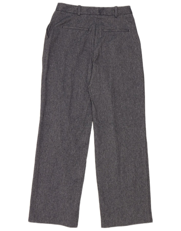 Pantaloni chino a gamba larga a vita alta da donna Zara XS W24 L31 blu a spina di pesce