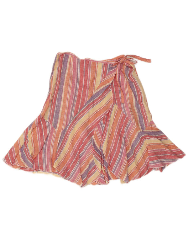 Gonna a portafoglio da donna Max Mara UK 10 piccola W27 lino a righe multicolore