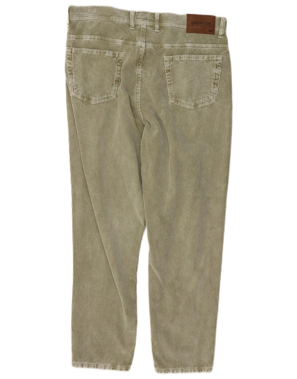 Pantaloni da uomo in velluto a coste affusolati corti Carrera W34 L26 cotone kaki