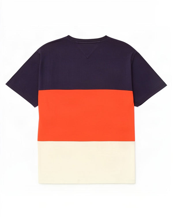 T-shirt da uomo Tommy Hilfiger Top 2XL cotone color block blu navy