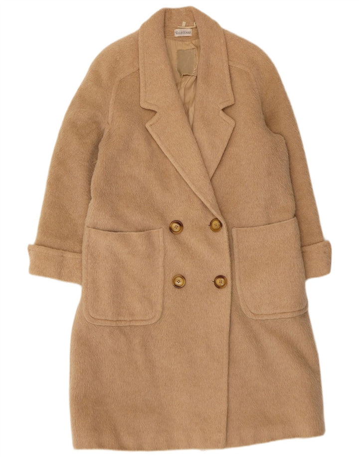Cappotto Doppiopetto Donna Elle Erre IT 44 Beige Medio Lana Vergine