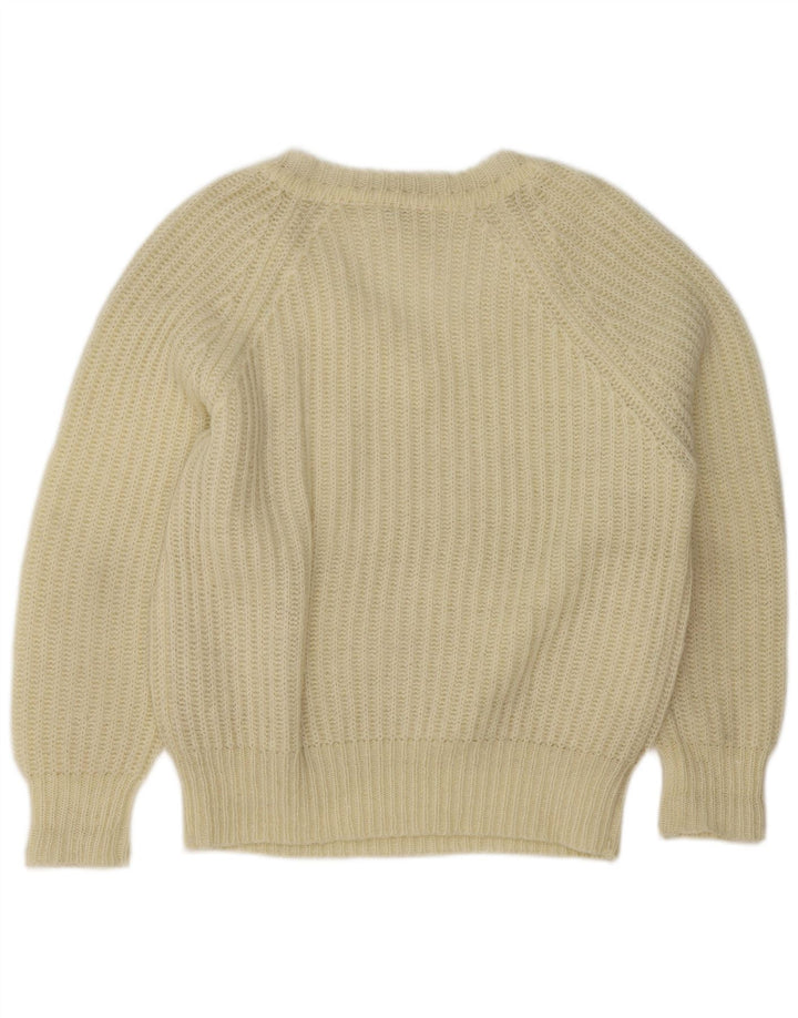 Maglione maglione vintage da donna con scollo a V EU 38 medio acrilico bianco sporco
