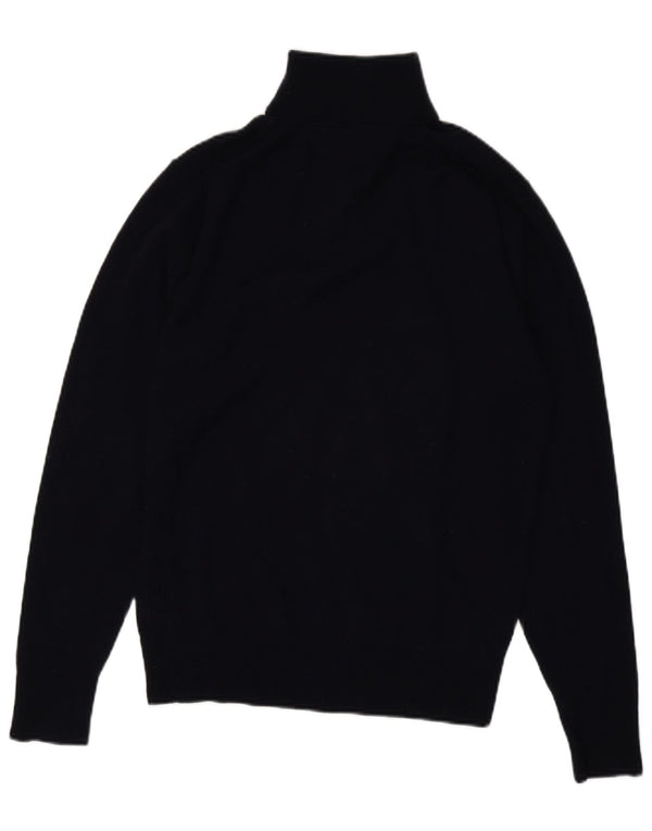 TOMMY HILFIGER Maglione da uomo con zip e collo grande in lana d'agnello blu navy