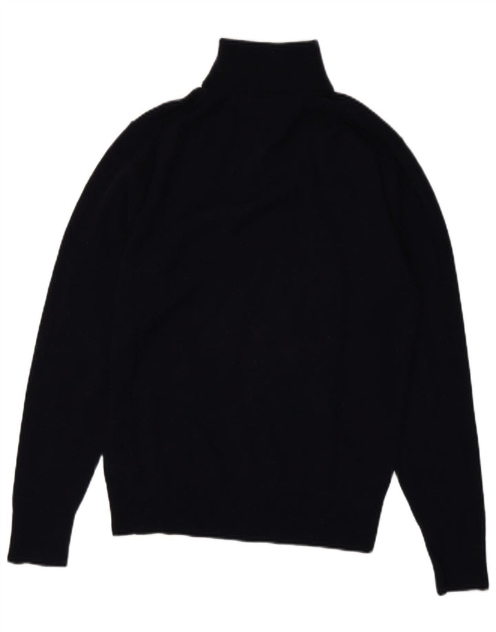 TOMMY HILFIGER Maglione da uomo con zip e collo grande in lana d'agnello blu navy