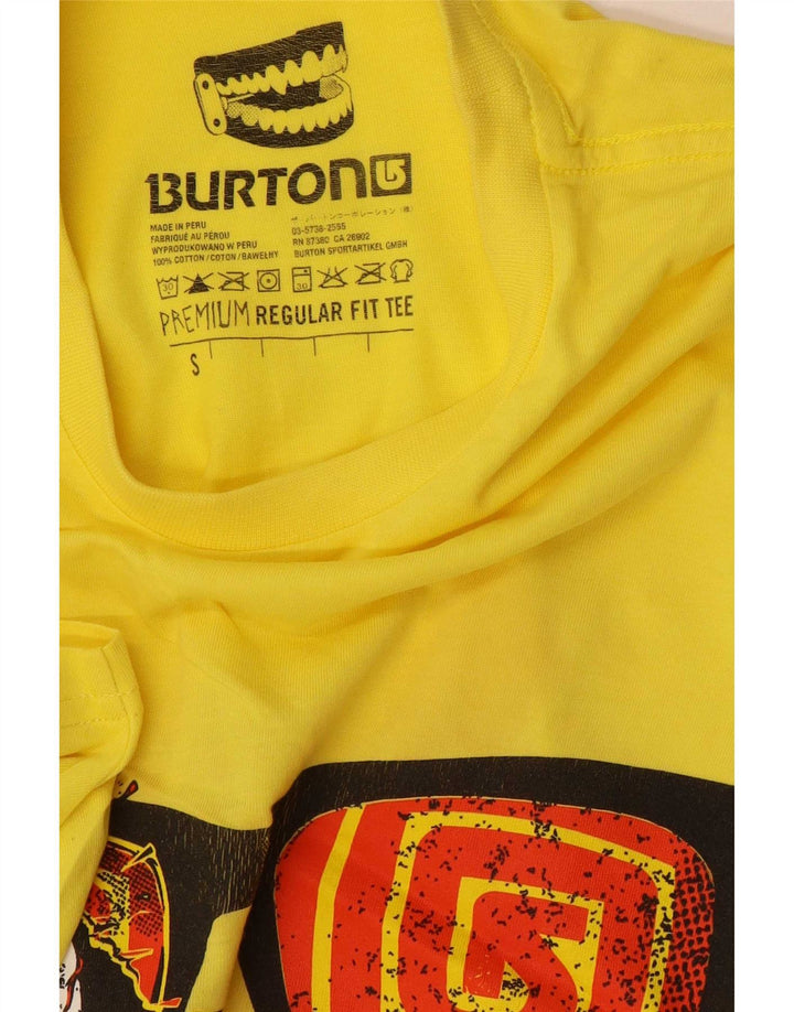 T-shirt grafica da uomo Burton Top Small in cotone giallo