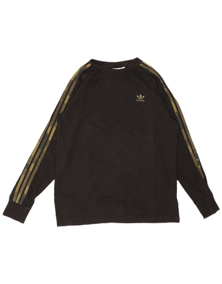 Top ADIDAS da uomo a maniche lunghe in cotone nero medio