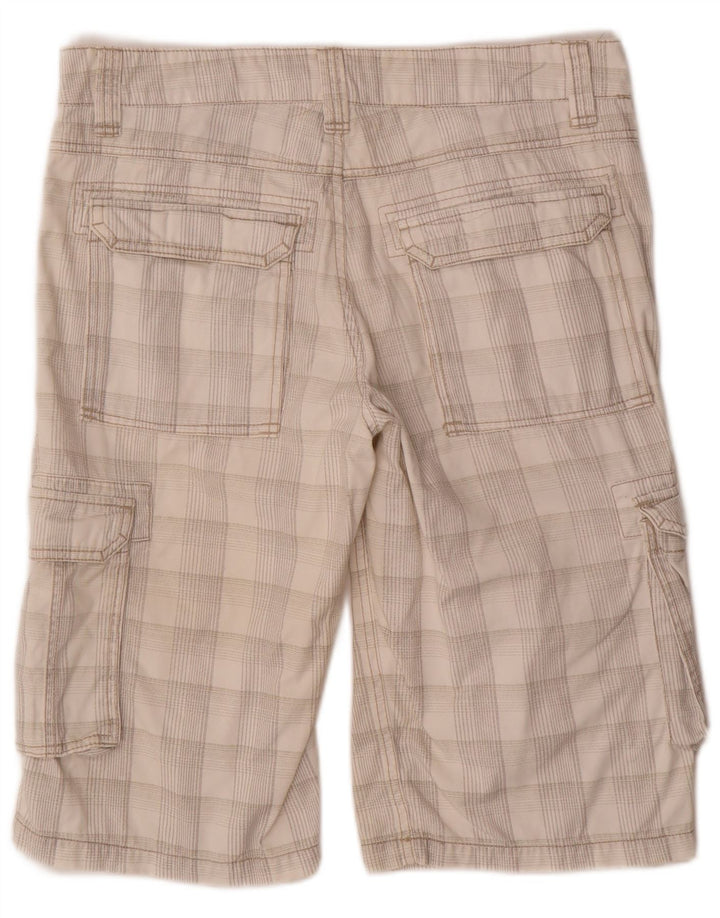 CLOCK HOUSE Pantaloncini cargo da uomo W32 cotone a quadri bianco sporco medio