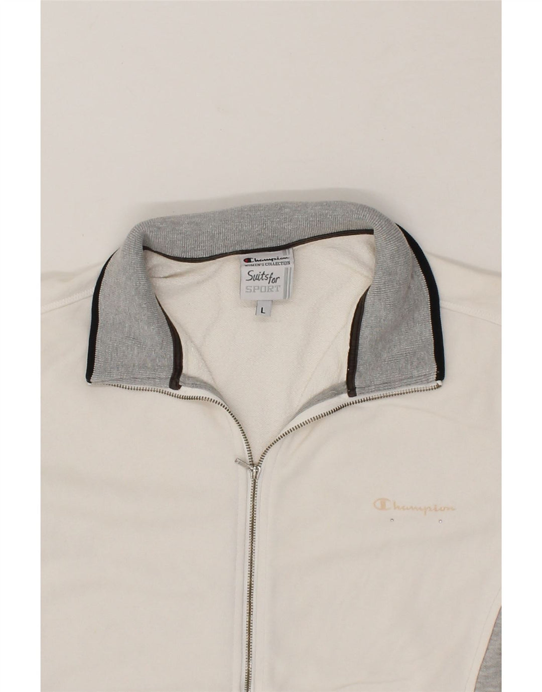 CHAMPION Womens Tracksuit Top Jacket UK 16 Large White Colourblock Cotton Vintage Champion and Second-Hand Champion from Messina Hembry 