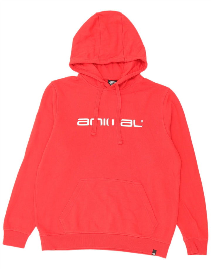 Maglione con cappuccio grafico da uomo Animal in cotone rosso medio