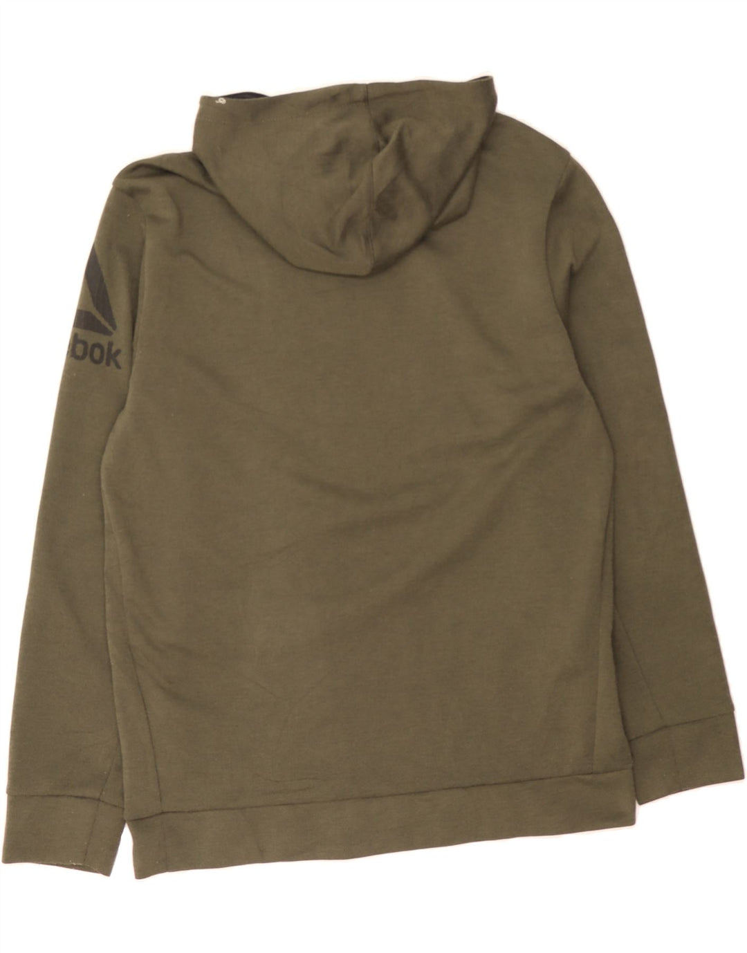 REEBOK Mens Graphic Hoodie Jumper Medium Khaki Cotton Vintage Reebok and Second-Hand Reebok from Messina Hembry 