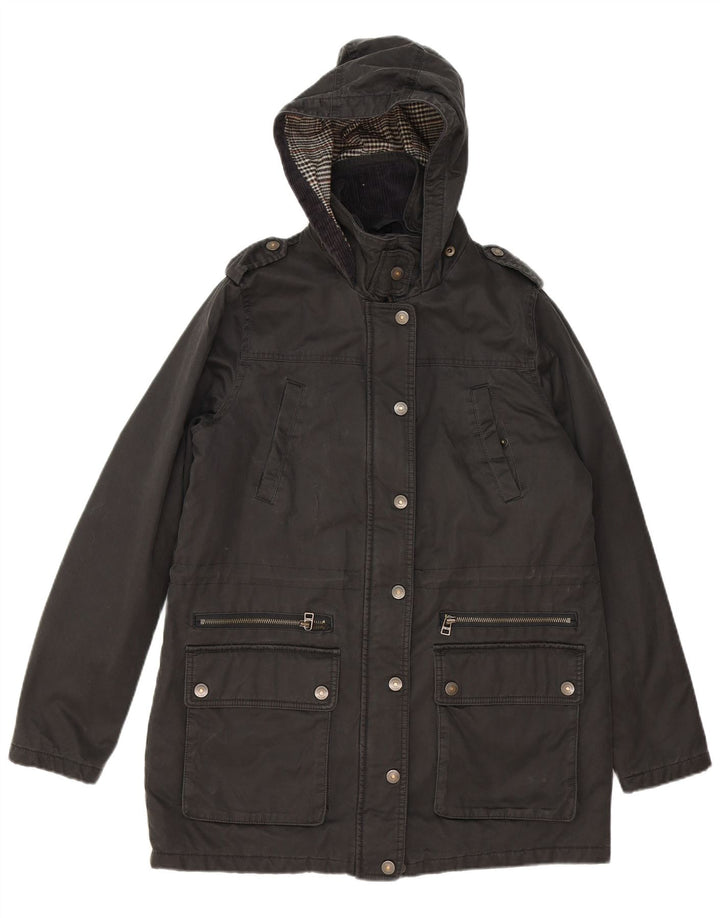 FAT FACE Womens Hooded Parka Jacket UK 12 Medium  Black
