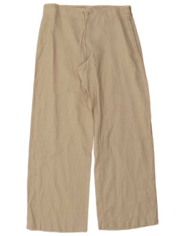 Pantaloni casual da donna a gamba larga Stefanel IT 44 Medium W30 L29 Ramié beige
