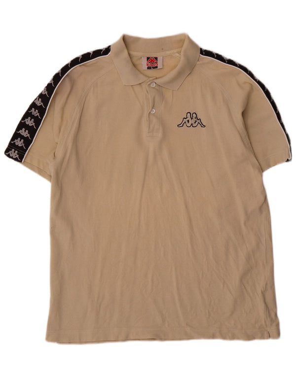 Polo grafica da uomo Kappa grande in cotone color block beige