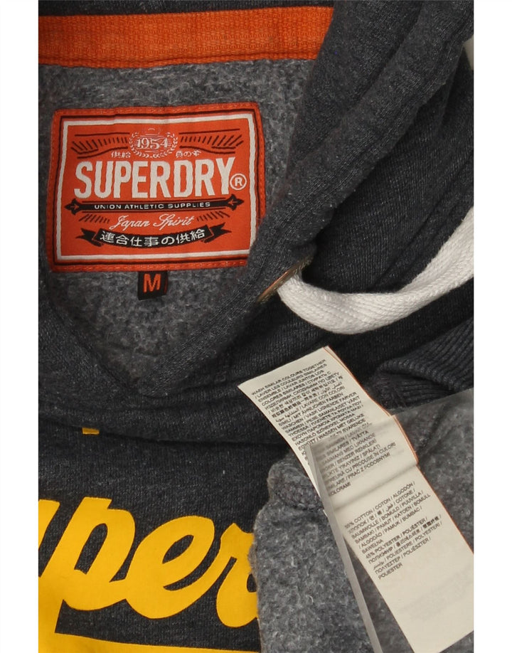 Maglione con cappuccio grafico da uomo Superdry in cotone grigio medio