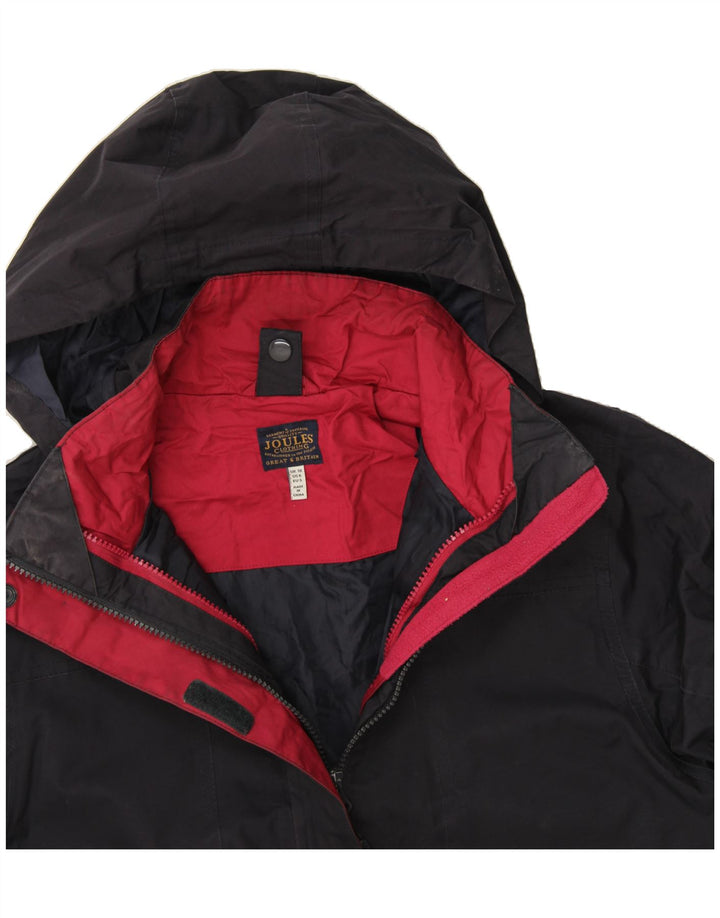 JOULES Womens Hooded Rain Jacket UK 10 Small Navy Blue Polyester Vintage Joules and Second-Hand Joules from Messina Hembry 