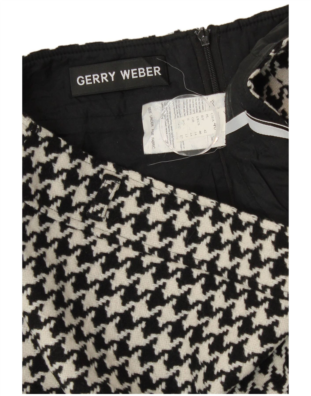 Gonna a tubino da donna Gerry Weber UK 14 Large W30 lana pied de poule nera