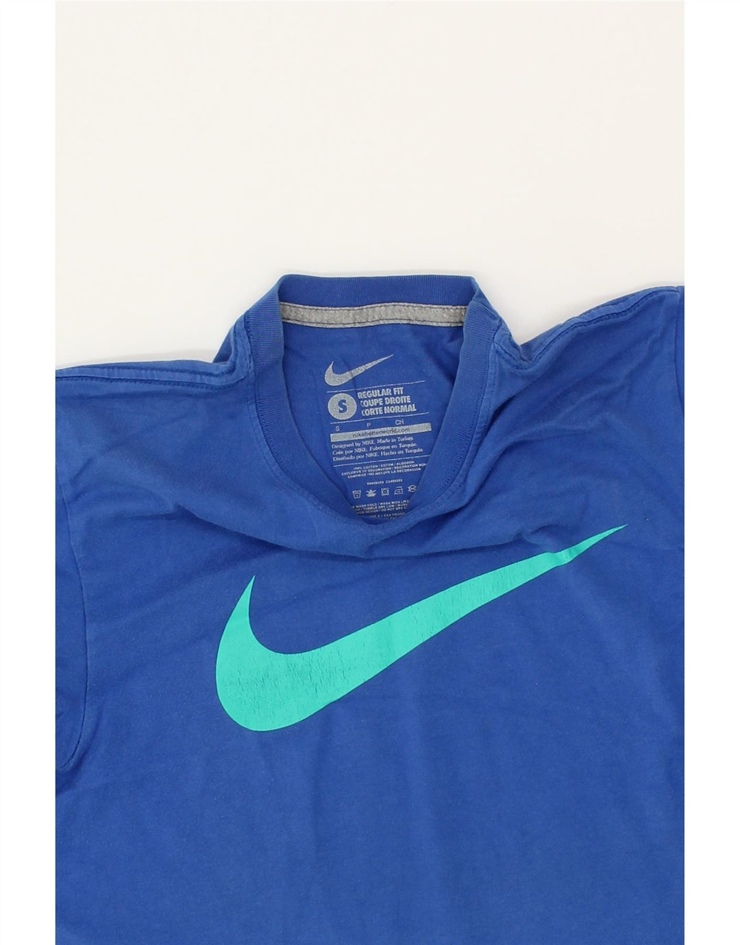 NIKE Mens Graphic T-Shirt Top Small Blue Cotton Vintage Nike and Second-Hand Nike from Messina Hembry 