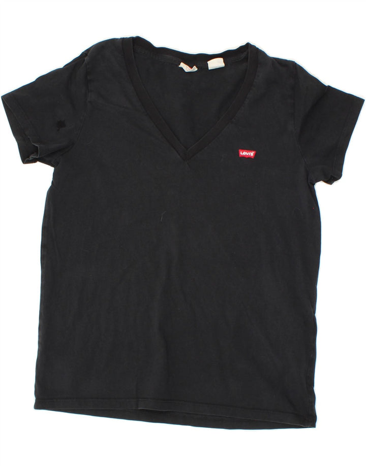 LEVI'S Womens T-Shirt Top UK 10 Small Black Cotton Vintage Levi's and Second-Hand Levi's from Messina Hembry 
