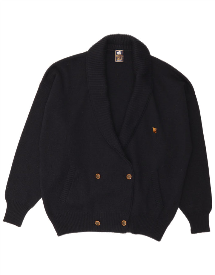 Maglione cardigan oversize da uomo White Sails US 6 lana blu navy media