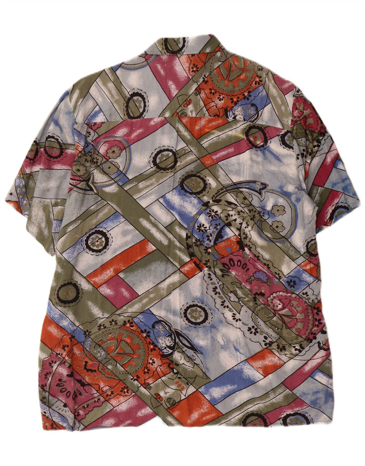 Camicia vintage da uomo a maniche corte grande motivo cachemire multicolore