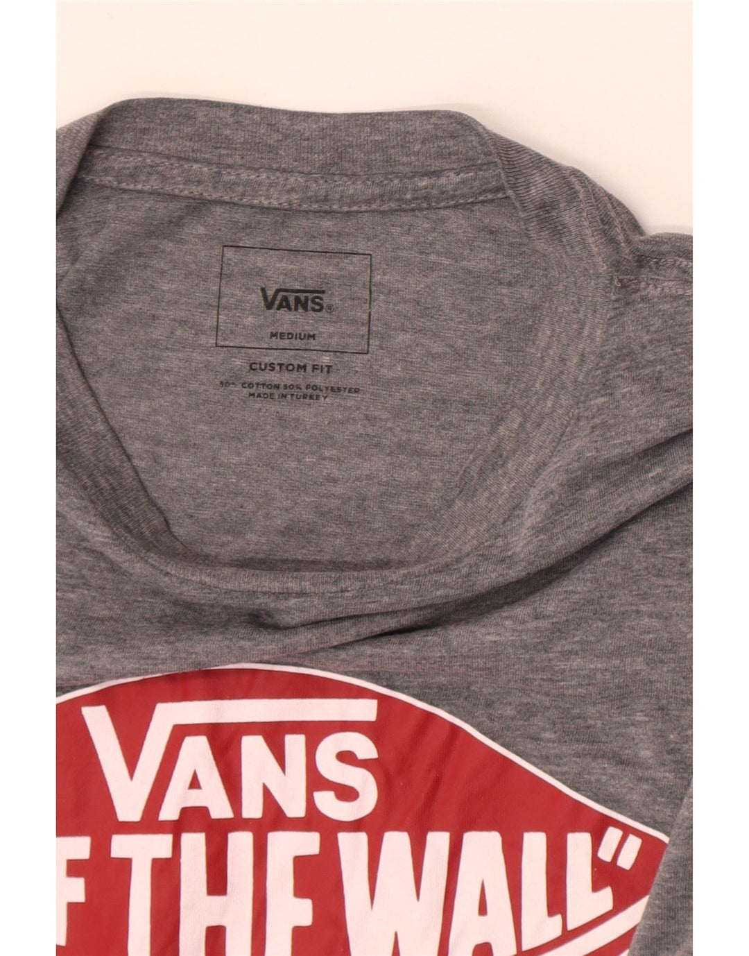 T-shirt grafica personalizzata da uomo di Vans, top in cotone chiazzato grigio medio