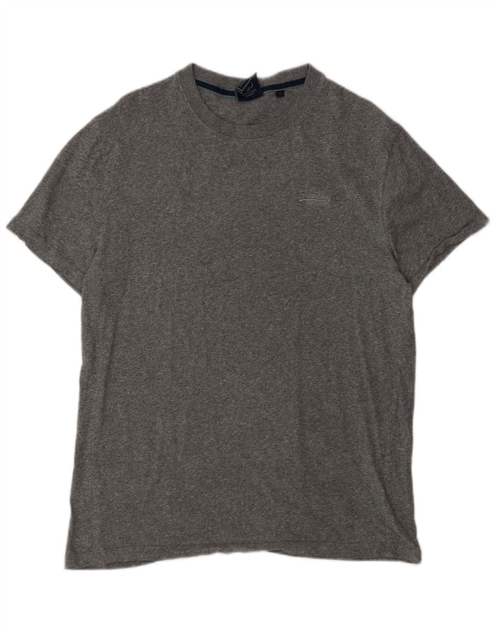 T-shirt da uomo Superdry Top grande in cotone chiazzato grigio