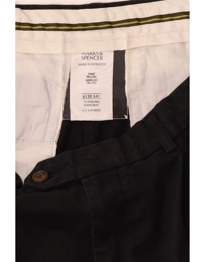 Pantaloni da abito con pegging da uomo Marks & Spencer W34 L31 cotone nero