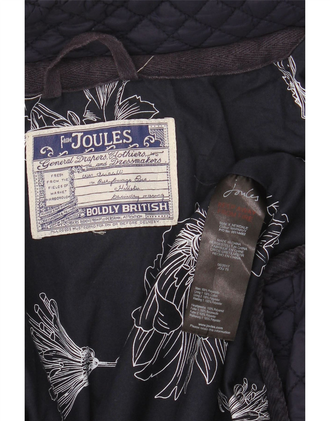 Giacca trapuntata da donna Joules UK 18 XL cotone blu navy