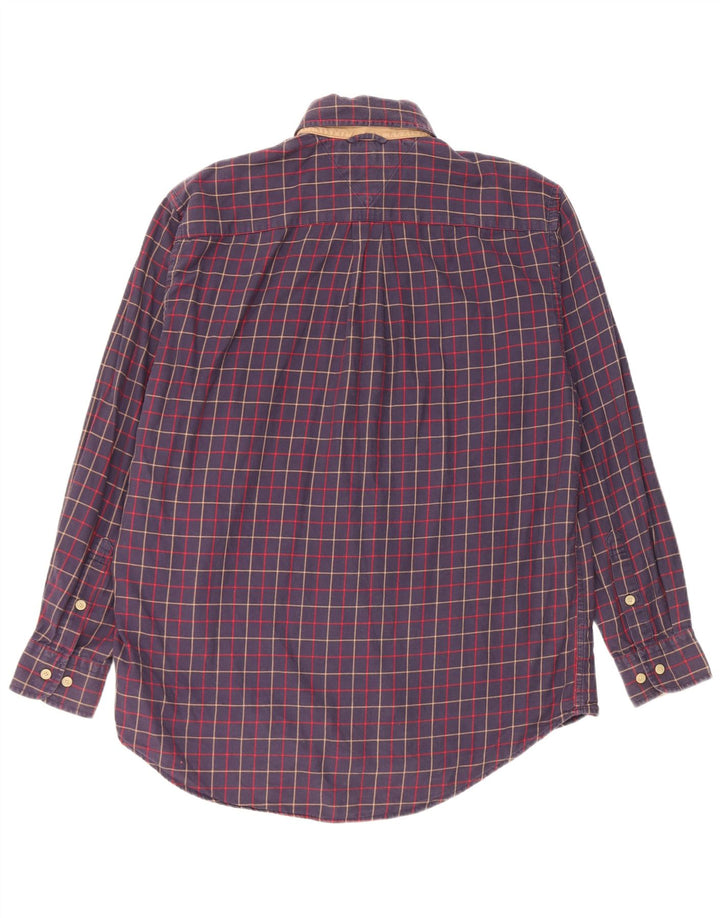 Tommy Hilfiger Camicia da uomo in flanella piccola in cotone a quadri blu navy