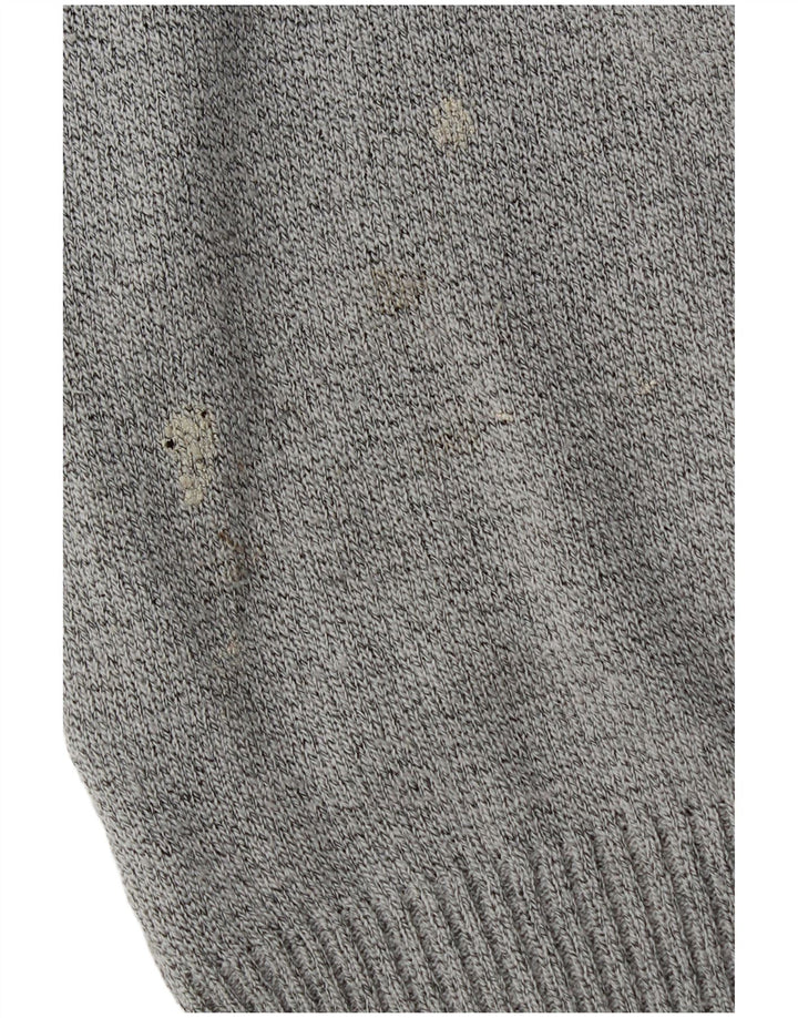 Maglione vintage da uomo con collo a polo grigio medio geometrico