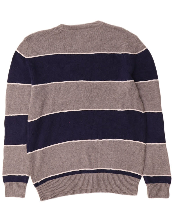 Chaps Uomo Maglione Girocollo Maglione Piccolo Cotone a Righe Grigie