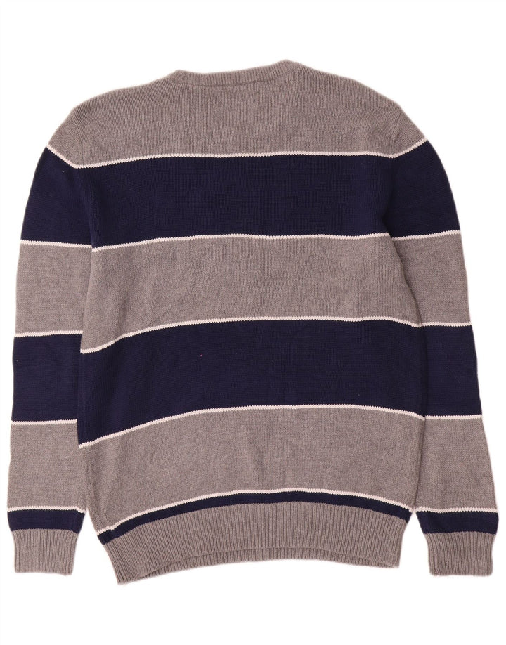 Chaps Uomo Maglione Girocollo Maglione Piccolo Cotone a Righe Grigie